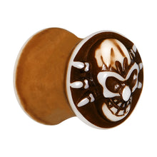 Load image into Gallery viewer, 00G Brown White Resin Skull Saddle Plug
