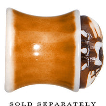 Load image into Gallery viewer, 1/2 Brown White Resin Skull Saddle Plug
