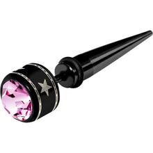 Load image into Gallery viewer, Acrylic Pink Gem Silver Star Fake Taper Ear Plug
