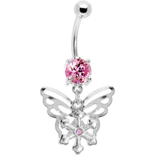 将图片加载到图库查看器，Pink Gem Encompass Butterfly Belly Ring

