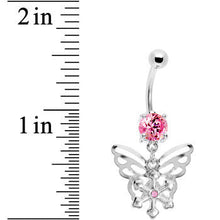 将图片加载到图库查看器，Pink Gem Encompass Butterfly Belly Ring
