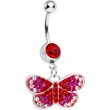 将图片加载到图库查看器，Ruby Red Gem Sparkling Butterfly Belly Ring
