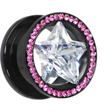 Load image into Gallery viewer, 5/8 Black Pink Titanium Star CZ Screw Fit Tunnel
