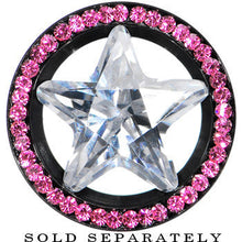 Load image into Gallery viewer, 5/8 Black Pink Titanium Star CZ Screw Fit Tunnel
