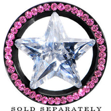 Load image into Gallery viewer, 18mm Black Pink Titanium Star CZ Screw Fit Tunnel
