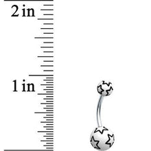 Load image into Gallery viewer, White Black Outline Stars Belly Ring
