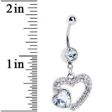 将图片加载到图库查看器，Clear Gem Hollow Heart Dangle Belly Ring
