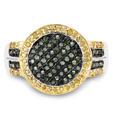 Load image into Gallery viewer, 0.44 Carat Genuine Green Diamond and Yellow Diamond .925 Sterling Silver Ring
