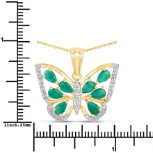 Load image into Gallery viewer, 1.91 Carat Genuine Emerald and White Zircon .925 Sterling Silver Pendant
