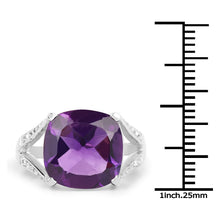 Load image into Gallery viewer, 5.99 Carat Genuine Amethyst and White Topaz .925 Sterling Silver Ring
