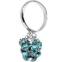 Load image into Gallery viewer, Zircon Blue Gem Cluster Dangle Adjustable Ring
