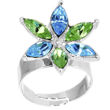 将图片加载到图库查看器，Blue Green Marquise Flower Adjustable Ring
