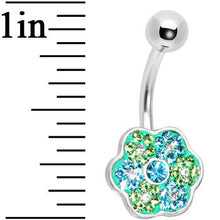 将图片加载到图库查看器，Green Peridot Floral Flowers Belly Ring
