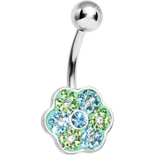 将图片加载到图库查看器，Green Peridot Floral Flowers Belly Ring

