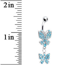 Load image into Gallery viewer, Aqua Gem Dual Delights Butterfly Belly Ring
