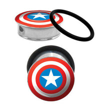 Load image into Gallery viewer, 1 inch Captain America Steel Tunnel Plugs Set
