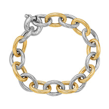 Load image into Gallery viewer, 18k Yellow Gold and Sterling Silver Rhodium Plated Diamond Cut Chain Bracelet
