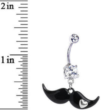 Load image into Gallery viewer, Clear Heart Mustache Belly Ring
