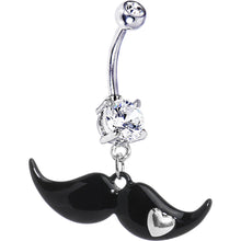 Load image into Gallery viewer, Clear Heart Mustache Belly Ring

