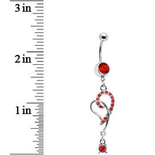 Load image into Gallery viewer, Red Gem Entwined Hollow Heart Belly Ring
