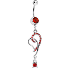 Load image into Gallery viewer, Red Gem Entwined Hollow Heart Belly Ring
