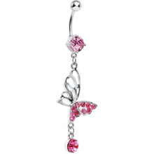 将图片加载到图库查看器，Pink Gem Double-Take Butterfly Belly Ring
