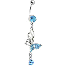 将图片加载到图库查看器，Aqua Gem Double-Take Butterfly Belly Ring
