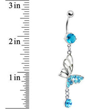 将图片加载到图库查看器，Aqua Gem Double-Take Butterfly Belly Ring
