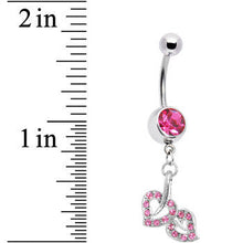 Load image into Gallery viewer, Pink Gem Soul mate Heart Belly Ring
