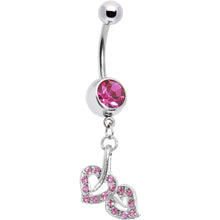 Load image into Gallery viewer, Pink Gem Soul mate Heart Belly Ring
