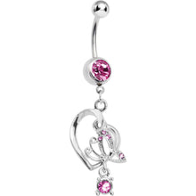 Load image into Gallery viewer, Pink Gem Love of Butterfly Belly Ring
