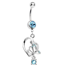 Load image into Gallery viewer, Aqua Gem Love of Butterfly Belly Ring
