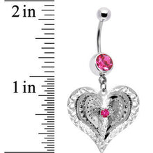 将图片加载到图库查看器，Pink Gem Love at First Sight Heart Belly Ring
