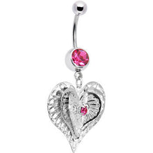 将图片加载到图库查看器，Pink Gem Love at First Sight Heart Belly Ring
