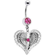 将图片加载到图库查看器，Pink Gem Love at First Sight Heart Belly Ring
