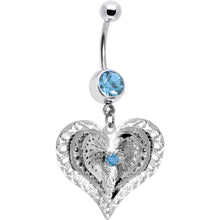 Load image into Gallery viewer, Aqua Gem Love at First Sight Heart Belly Ring
