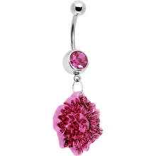 Load image into Gallery viewer, Pink Gem Exotic Flower Belly Ring

