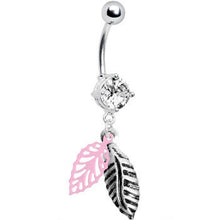 Load image into Gallery viewer, Crystalline Gem Falling Leaf Dangle Belly Ring
