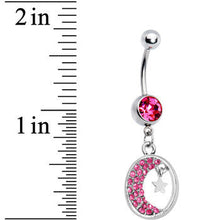 将图片加载到图库查看器，Pink Gem Celestial Crescent Moon Belly Ring
