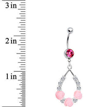 Load image into Gallery viewer, Pink Gem Elegant Blossoms Flower Belly Ring
