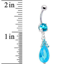 Load image into Gallery viewer, Aqua Gem Princess Teardrop Belly Ring
