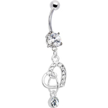 将图片加载到图库查看器，Crystalline Gem Charming Heart Dangle Belly Ring
