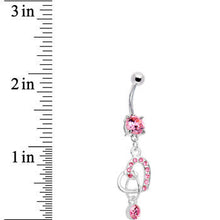 Load image into Gallery viewer, Pink Gem Charming Heart Dangle Belly Ring
