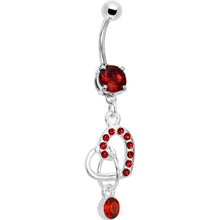 Load image into Gallery viewer, Red Gem Charming Heart Dangle Belly Ring
