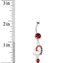 Load image into Gallery viewer, Red Gem Charming Heart Dangle Belly Ring
