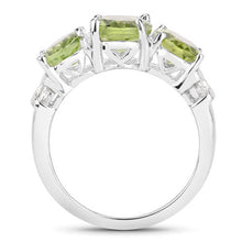 将图片加载到图库查看器，4.14 Carat Genuine Peridot and White Topaz .925 Sterling Silver Ring

