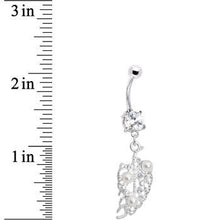 将图片加载到图库查看器，Crystalline Gem Faux Pearl Leaf Belly Ring
