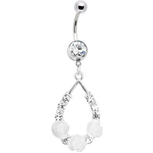 Load image into Gallery viewer, Clear Gem Elegant Blossoms Flower Dangle Belly Ring
