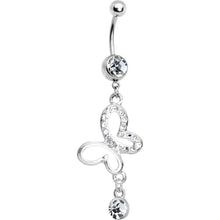 Load image into Gallery viewer, Crystalline Gem Hollow Butterfly Belly Ring
