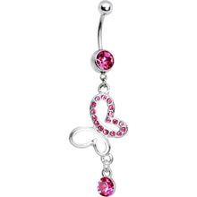 将图片加载到图库查看器，Pink Gem Hollow Butterfly Belly Ring

